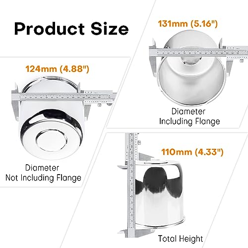 GTownWorks 4Pcs 4.88inch Trailer Wheel Center Caps Fit 4.88"-4.9" Center Bore Truck Trailer RV SUV Wheels Rims, Carbon Steel Silver Hub Covers - Image 4