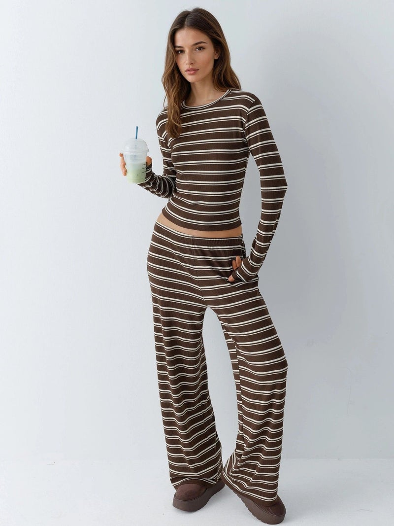 HICCUP Striped Wide Leg Two-Piece Coord Set - Image 1