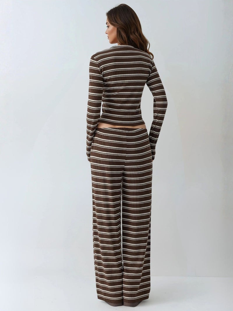 HICCUP Striped Wide Leg Two-Piece Coord Set - Image 3