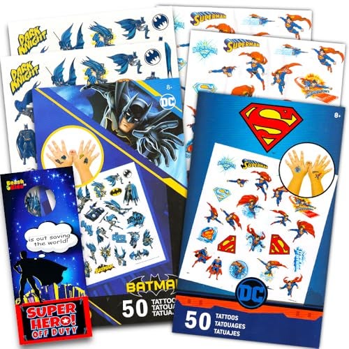 Batman v Superman Temporary Tattoos Party Favor Set (50 Batman Tattoos, 50 Superman Tattoos) - Image 5