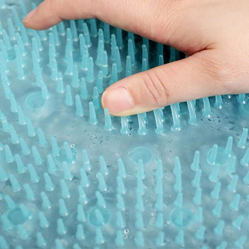 Lazy Silicone Bath Massage Cushion Brush,Non-Slip Back Massage Pad,Bathroom Wash Foot Mat Exfoliating Dead Skin Foot Brush Shower Room Non-Slip Mats with Suction Cup (Blue) - Image 4