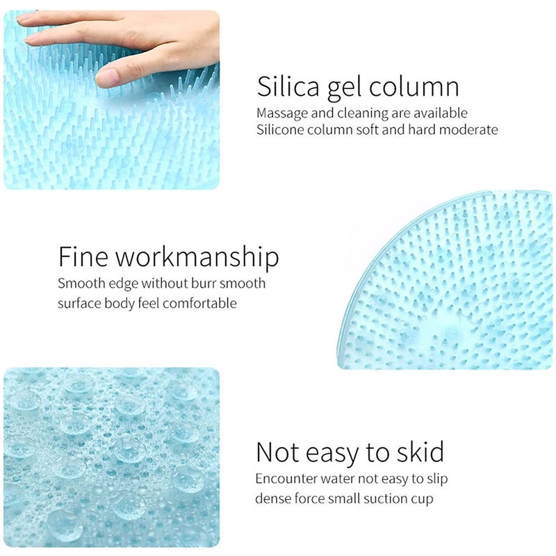 Lazy Silicone Bath Massage Cushion Brush,Non-Slip Back Massage Pad,Bathroom Wash Foot Mat Exfoliating Dead Skin Foot Brush Shower Room Non-Slip Mats with Suction Cup (Blue) - Image 3