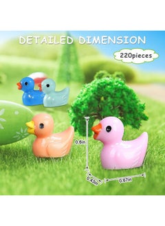 JIUZHU 220 Pcs Mini Resin Duck Birthday Party Miniature Figure Landscape Aquarium DIY Decoration Bonsai Interior Christmas Fairy Garden Hide and Seek Prank 11 Colors  - Image 3