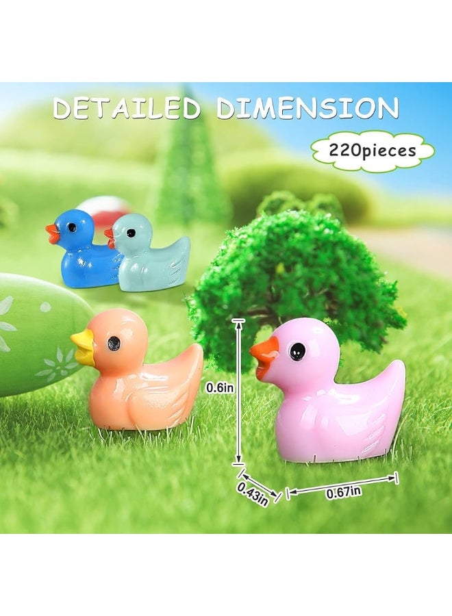 JIUZHU 220 قطعة دمى بط صغيرة من الراتنج لحفلة عيد الميلاد مصغرة منظر طبيعي حوض سمك زينة ديي بونساي داخلية حديقة عيد الميلاد الخيالية لعبة الاختباء والمطاردة (11 لون) - Image 3