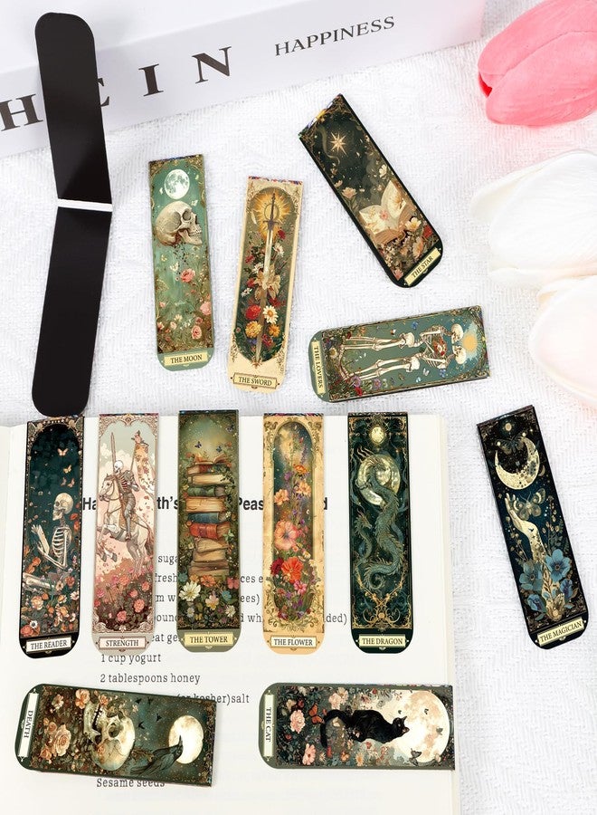 Wxiben هدايا فواصل كتب مغناطيسية من Wxiben Tarot - 30 قطعة من فواصل الكتب الرومانسية الداكنة للنساء، فواصل كتب خيالية على شكل جمجمة وساحرة وهيكل عظمي، مشابك صفحات مغناطيسية لمحبي الكتب والطلاب والمعلمين، هدايا مثالية لحفلات القراءة - Image 4