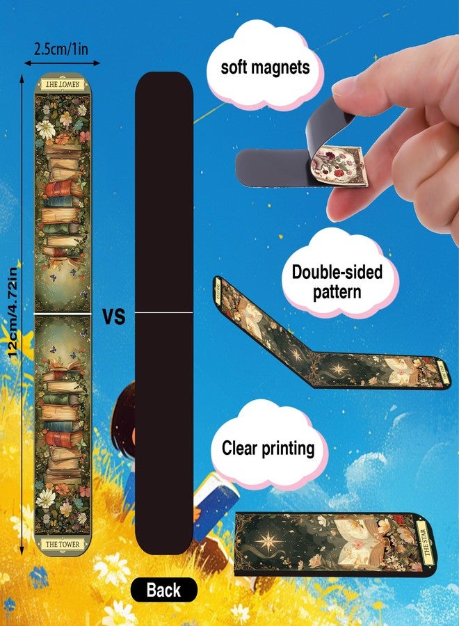 Wxiben هدايا فواصل كتب مغناطيسية من Wxiben Tarot - 30 قطعة من فواصل الكتب الرومانسية الداكنة للنساء، فواصل كتب خيالية على شكل جمجمة وساحرة وهيكل عظمي، مشابك صفحات مغناطيسية لمحبي الكتب والطلاب والمعلمين، هدايا مثالية لحفلات القراءة - Image 2