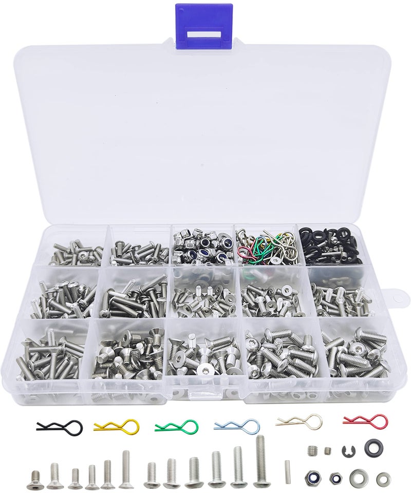HOPLEX 710pcs Universal RC Screw Kit 304 Stainless Steel Screws Assortment Set Hardware Fasteners for Traxxas Axial Redcat HPI Arrma SCX10 Losi 18 110 112 116 Scale RC Cars Trucks Crawler - Image 2