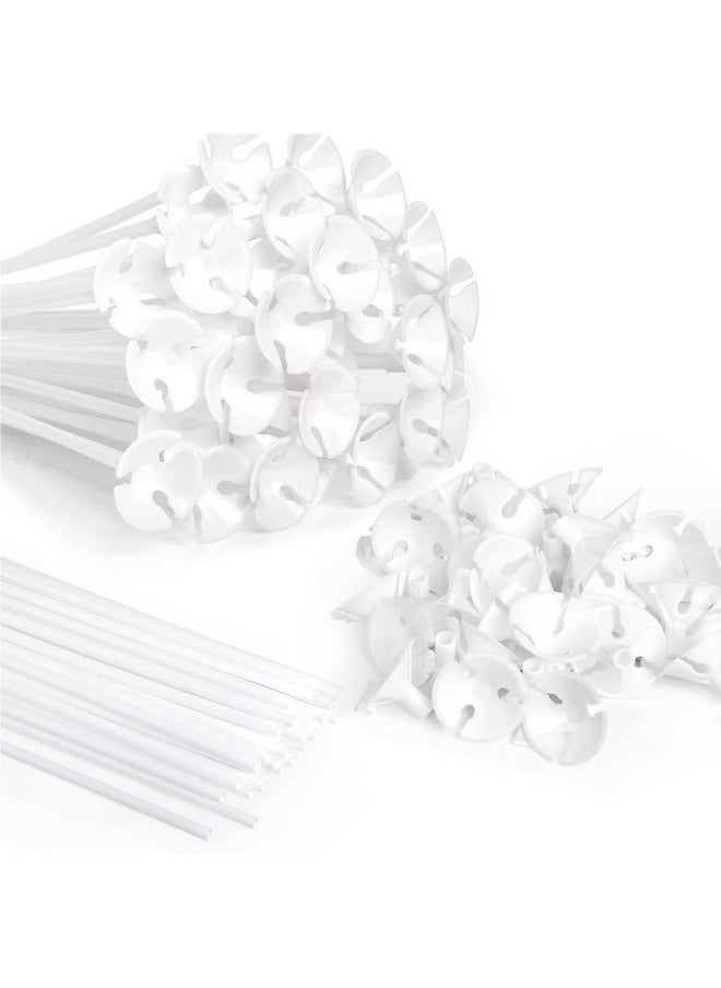PP OPOUNT - 35 Pieces Balloon Sticks 12.6 Inches Plastic Balloons Sticks Balloon Holders For Anniversary Wedding Birthday Party Decoration Balloon Sticks With Base (Upgraded Version) - Image 1