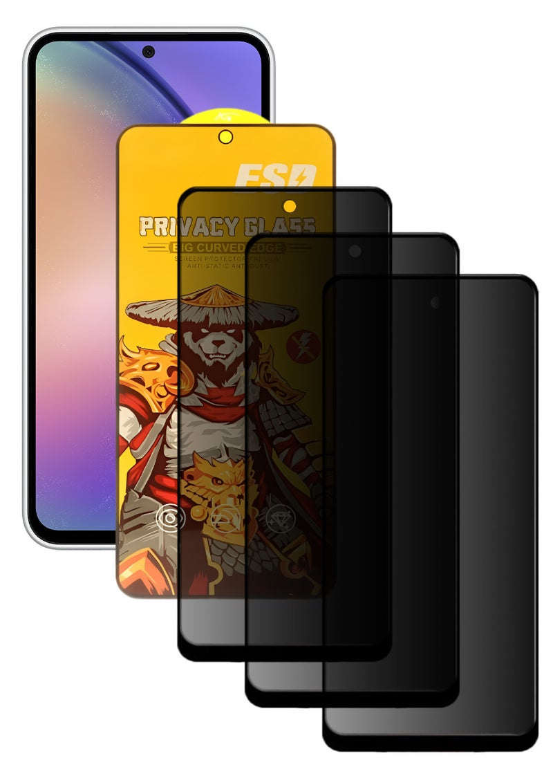 ESD 3 Pieces Tempered Dustproof Privacy Glass Screen Protector Compatible For Samsung Galaxy A54 5G - Image 1