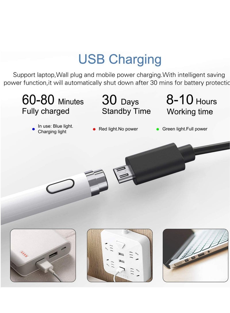 Active Stylus Pen with Palm Rejection for Precise Writing/Drawing Compatible with Apple iPad White - Image 3