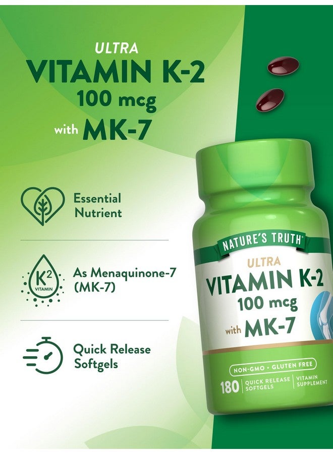 Nature's Truth Vitamin K2 MK-7 | 100 mcg | 180 Softgels | Non-GMO & Gluten Free Supplement - Image 5