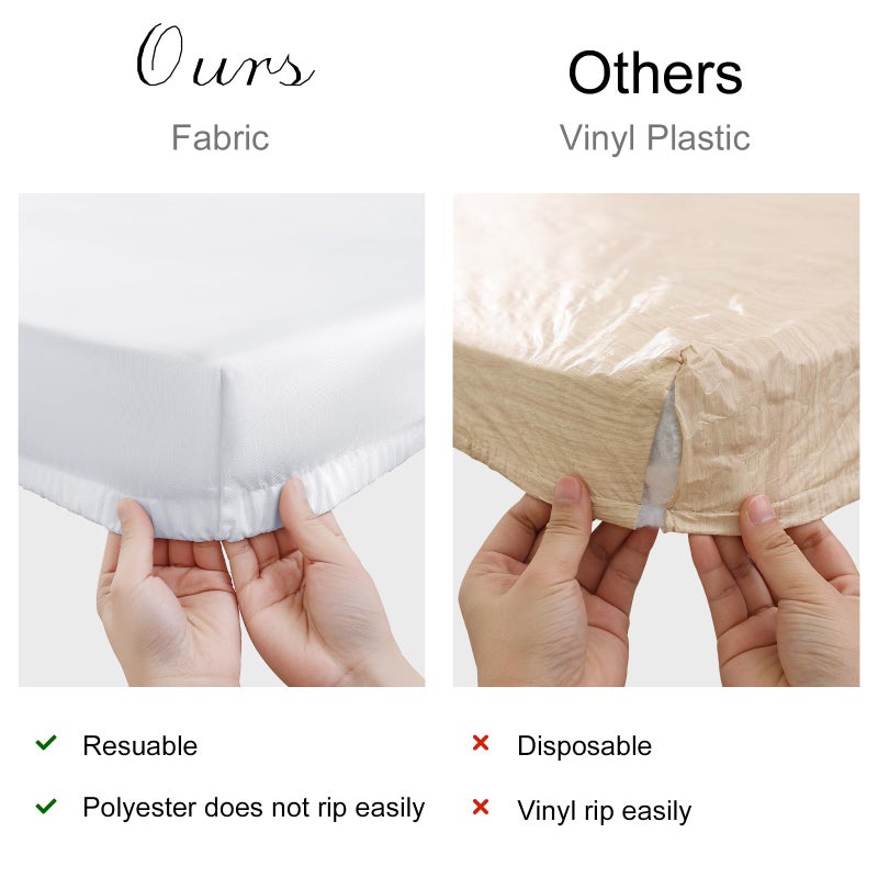 homing 2 Pack Rectangle Table Cloth  Elastic Fitted Fabric Tablecloth Fits for 6 Foot Folding Tables  Washable Table Cover for Picnic  Camping  Indoor & Outdoor (White  30 "" x 72 "") - Image 4