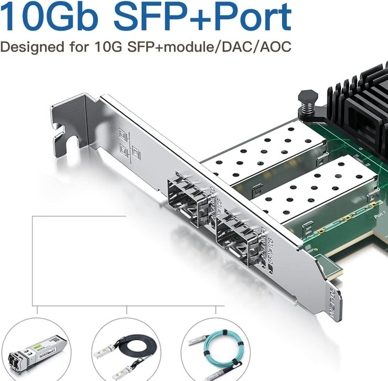 HYFIBER H!Fiber 10Gb SFP+ PCI-E Network Card NIC, with Intel 82599ES Chip, Dual SFP+ Ports, Compare to Intel X520-DA2 (E10G42BTDA), PCIe X8, Ethernet LAN Network Adapter Support Windows/Linux/VMware - Image 3