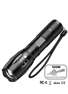 M MIAOYAN LED Flashlight 2 Pack, Bright 3500 Lumens Tactical Torch High Lumens with 5 Modes, Waterproof Zoomable Flash Light for Outdoor, Gifts for Camping Essentials Gear  - Image 1