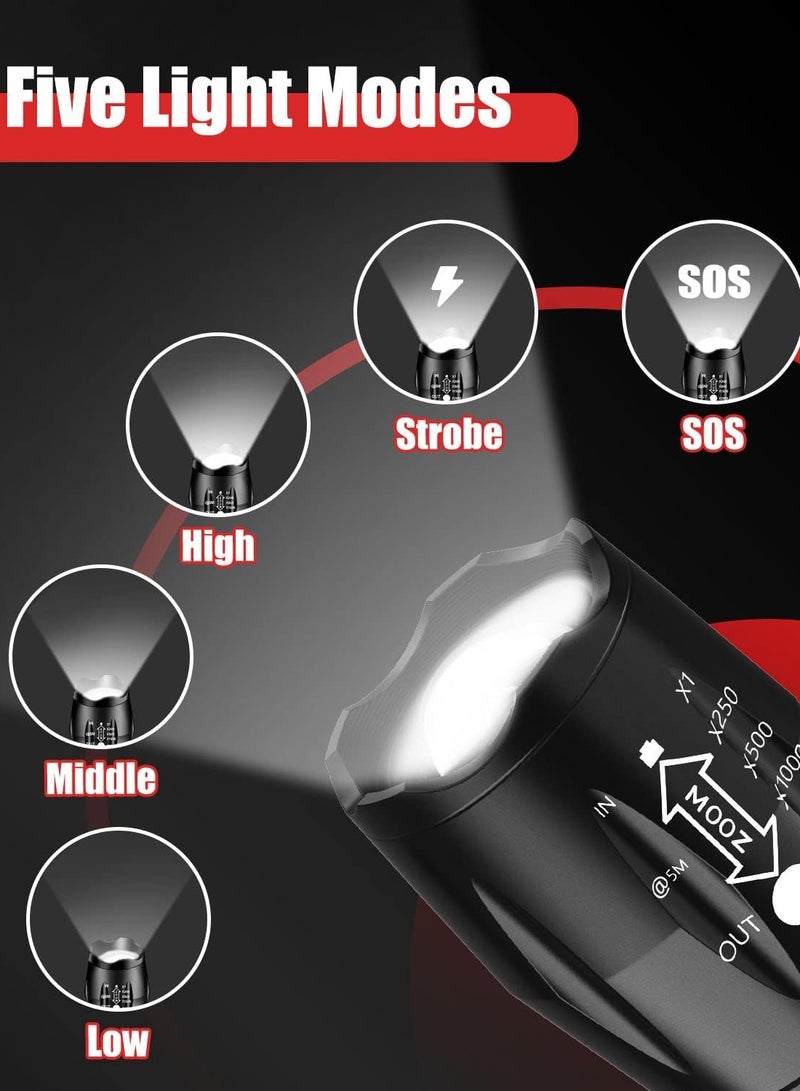 M MIAOYAN LED Flashlight 2 Pack, Bright 3500 Lumens Tactical Torch High Lumens with 5 Modes, Waterproof Zoomable Flash Light for Outdoor, Gifts for Camping Essentials Gear  - Image 2