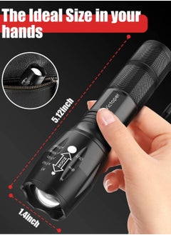 M MIAOYAN LED Flashlight 2 Pack, Bright 3500 Lumens Tactical Torch High Lumens with 5 Modes, Waterproof Zoomable Flash Light for Outdoor, Gifts for Camping Essentials Gear  - Image 5
