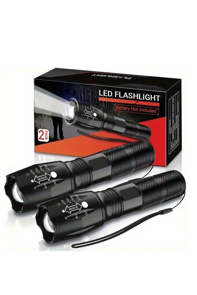 M MIAOYAN LED Flashlight 2 Pack, Bright 3500 Lumens Tactical Torch High Lumens with 5 Modes, Waterproof Zoomable Flash Light for Outdoor, Gifts for Camping Essentials Gear  - Image 1
