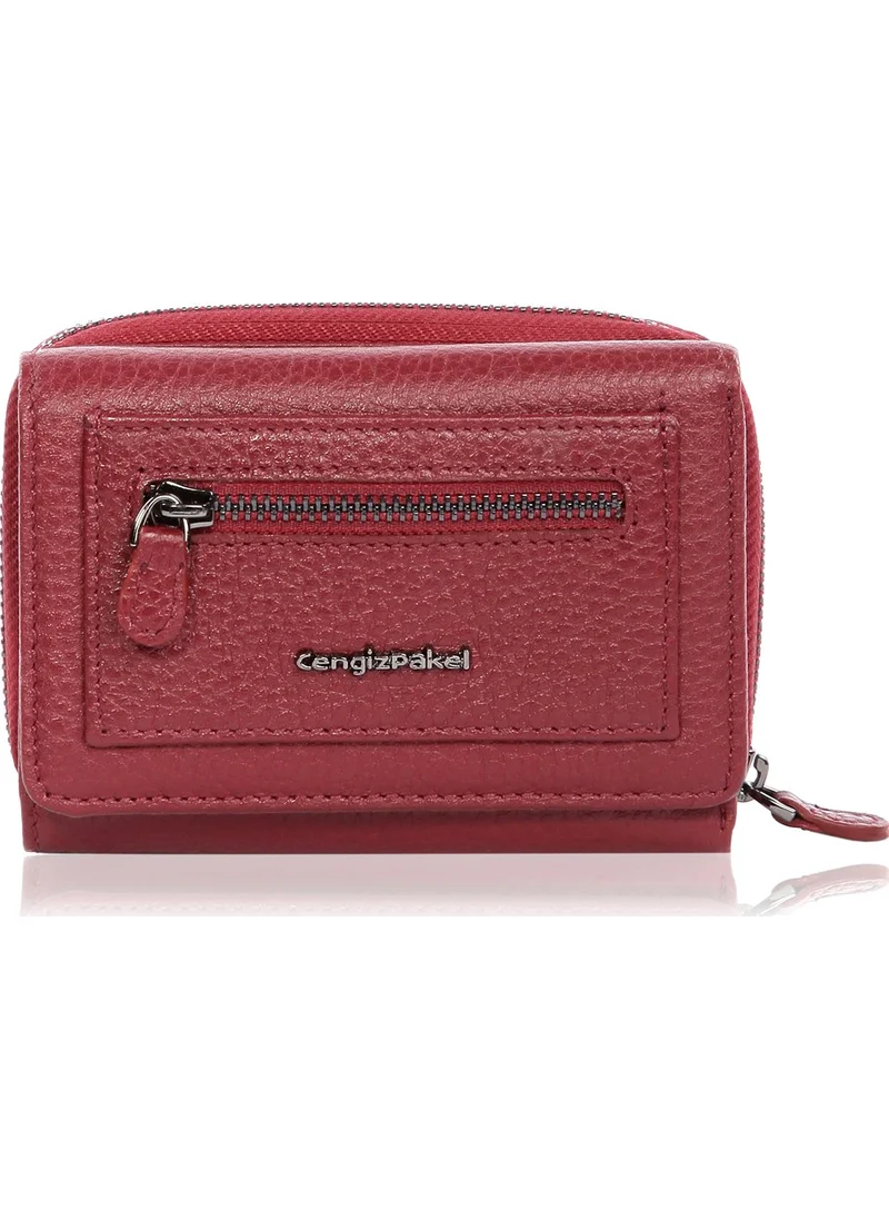 Cengiz Pakel Leather Women's Wallet 65120 - Claret Red