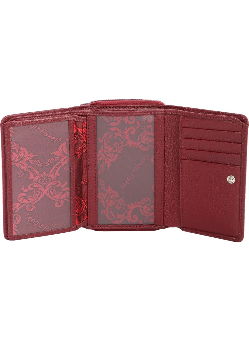 Cengiz Pakel Leather Women's Wallet 65120 - Claret Red