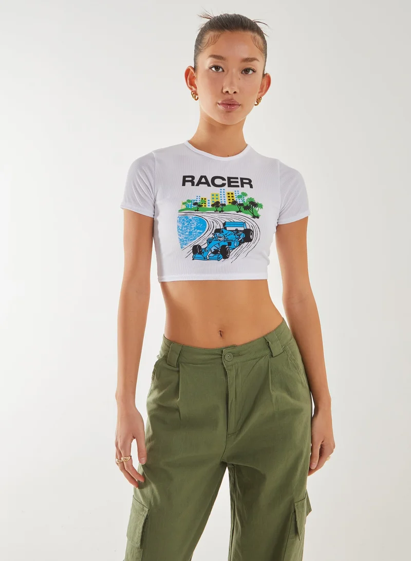 Pink Vanilla Motor Printed Tee