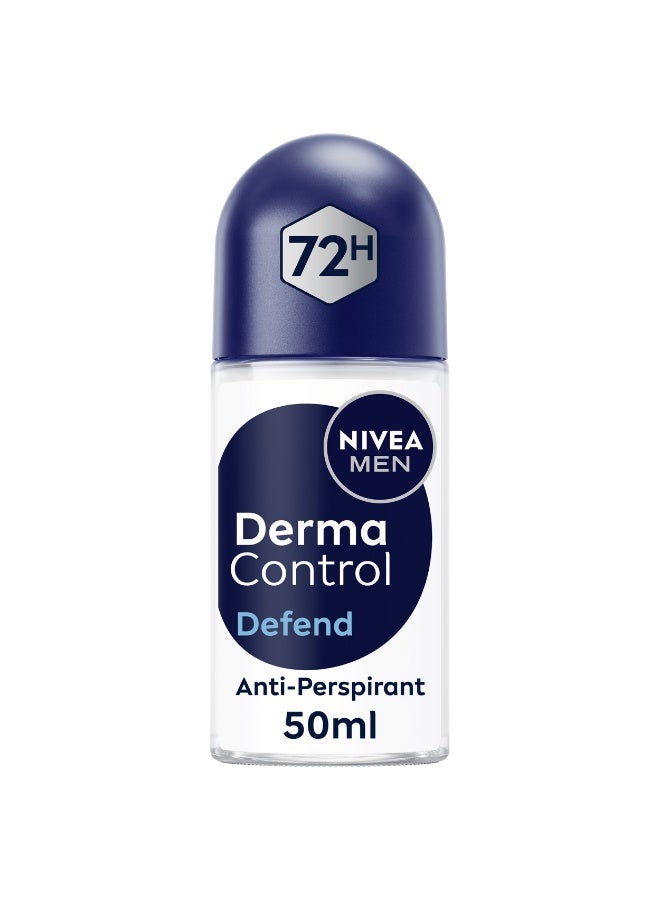 Nivea Men Derma Control Defend Extra Comfort Anti-Perspirant Roll-On With Pure Hyaluron And Pro-Vitamin B5 50ml - Image 1