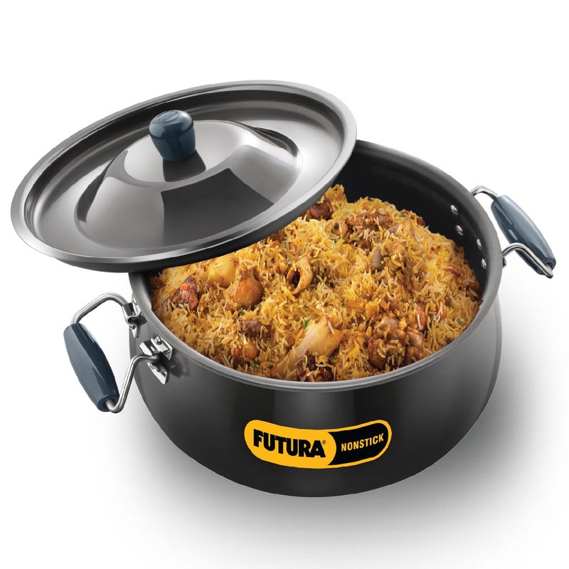 Hawkins Hawkins Futura 12 Litre BigBoy Biryani Handi Non Stick Pot with Hard Anodised Lid Sauce Pan for Cooking and Serving Biriyani Black NBH12 Aluminium  - Image 1