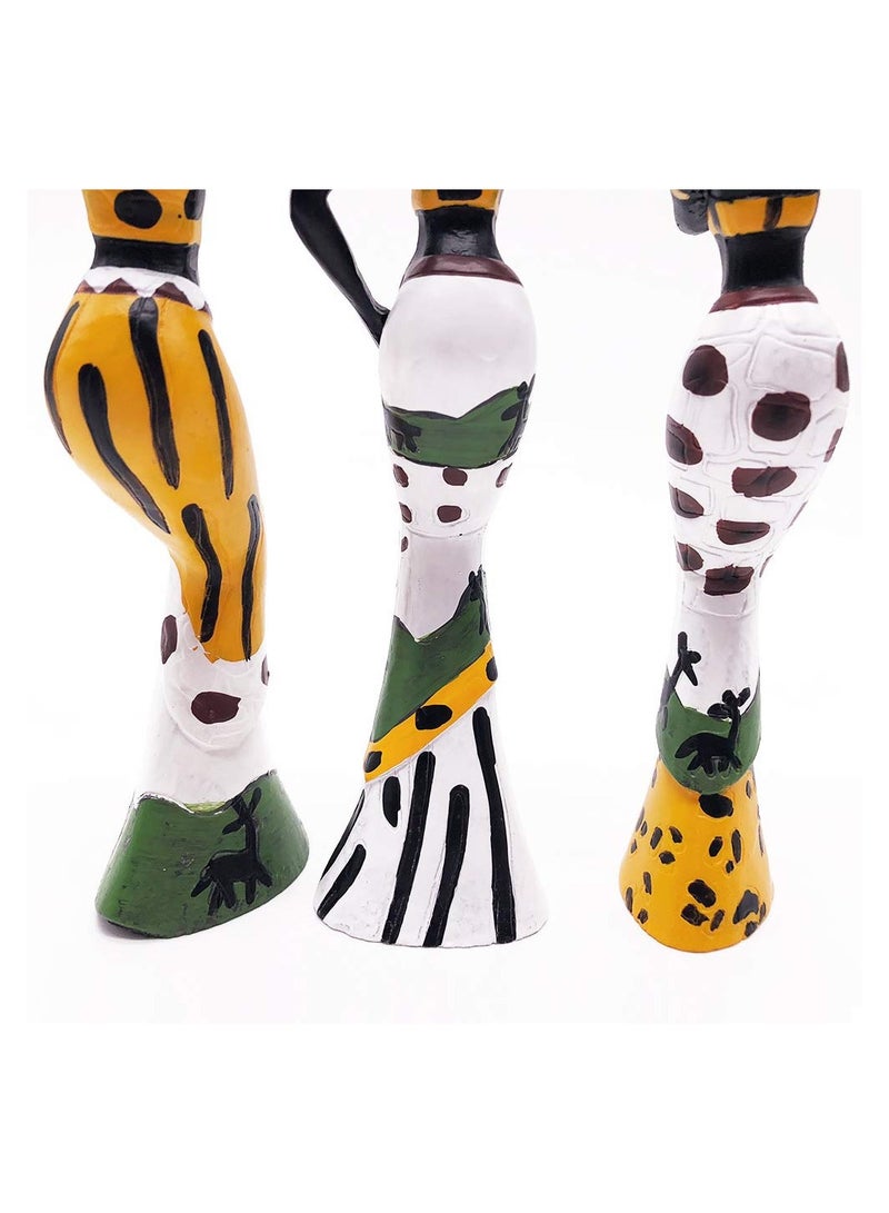 SYOSI 3 Pack African Sculpture,7.5" Women Figure Girls Tribal Lady Figurine Statue Decor Collectible Art Piece Human Decorative Home Black Figurines Creative Vintage Gift Crafts Ornaments  - Image 5