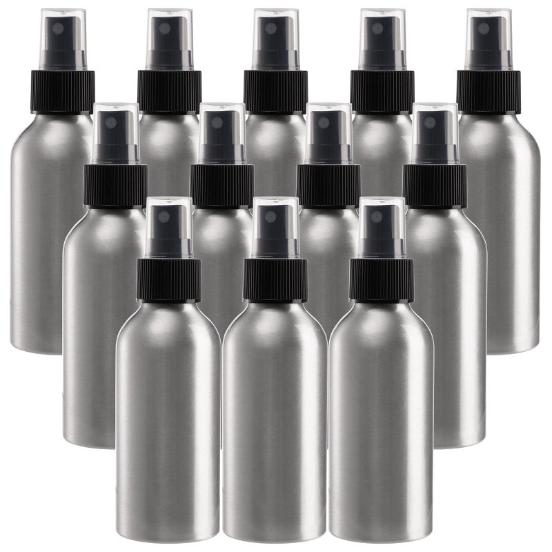 Youeon 12 Pack 4 Oz Fine Mist Spray Bottles Reusable Aluminum Empty Spray Bottles Small Refillable Bottle for Travel Cosmetic Perfume Toner Essential Oil Storage Leak Proof