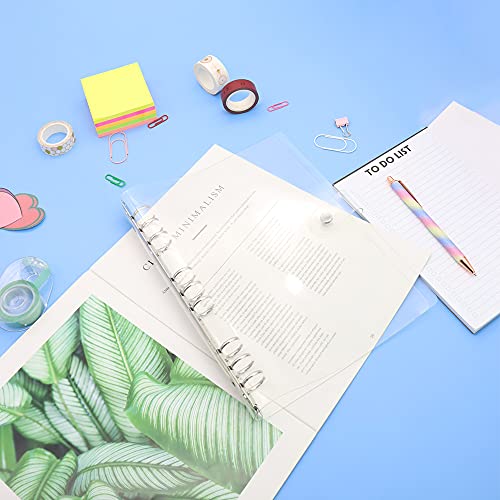 Mogoostry B5 Clear Soft PVC Round Ring Binders Dia 20mm 9-Ring Binder Cover with Snap Button Closure for Loose Leaf Journal Planner Albums DIY (B5-9 Holes(206x275mm)) - Image 5