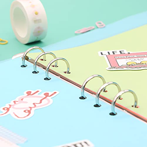 Mogoostry B5 Clear Soft PVC Round Ring Binders Dia 20mm 9-Ring Binder Cover with Snap Button Closure for Loose Leaf Journal Planner Albums DIY (B5-9 Holes(206x275mm)) - Image 3