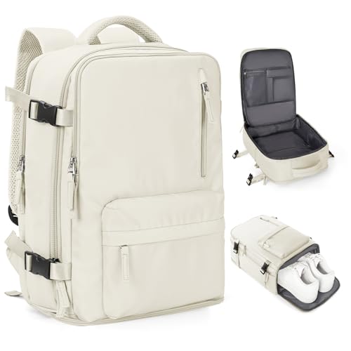 coowoz Travel Backpack For Women Men Airline Approved,Carry On Backpack,Hiking Laptop College Backpacks Waterproof Outdoor Sports Rucksack Casual Daypack Fit 15.6 Inch Backpacks,Beige - Image 1