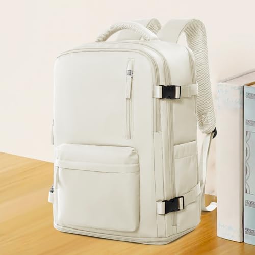 coowoz Travel Backpack For Women Men Airline Approved,Carry On Backpack,Hiking Laptop College Backpacks Waterproof Outdoor Sports Rucksack Casual Daypack Fit 15.6 Inch Backpacks,Beige - Image 2