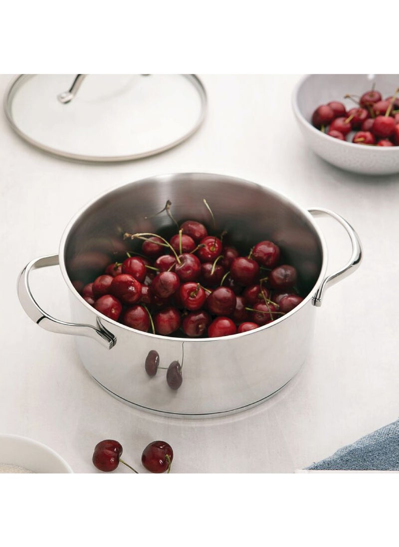 TRAMONTINA - Since 1911,Made in Brazil- Una Shallow Casserole, 16cm, Stainless Steel, Tri-Ply Base, Even Heat Distribution, 1.4L Capacity, Culinary Excellence, Premium Quality, Bold Design, Glass Lid, Special Meals, Kitchen Companion, Efficient Cooking, Uniform Cooking, Everyday Culinary, Modern Design, Culinary Masterpieces, Sophisticated Kitchen, Convenience, Premium Cookware, Kitchen Delights, Kitchen Style, Kitchen Performance, Culinary Creations - Image 1