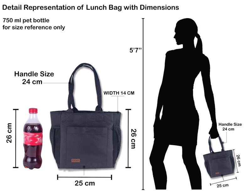 FOONTY Lunch Bag for Men and Women Wide Open Lunch Tote for Office Picnic and Grocery(FFFLB9024A,Black) - Image 5