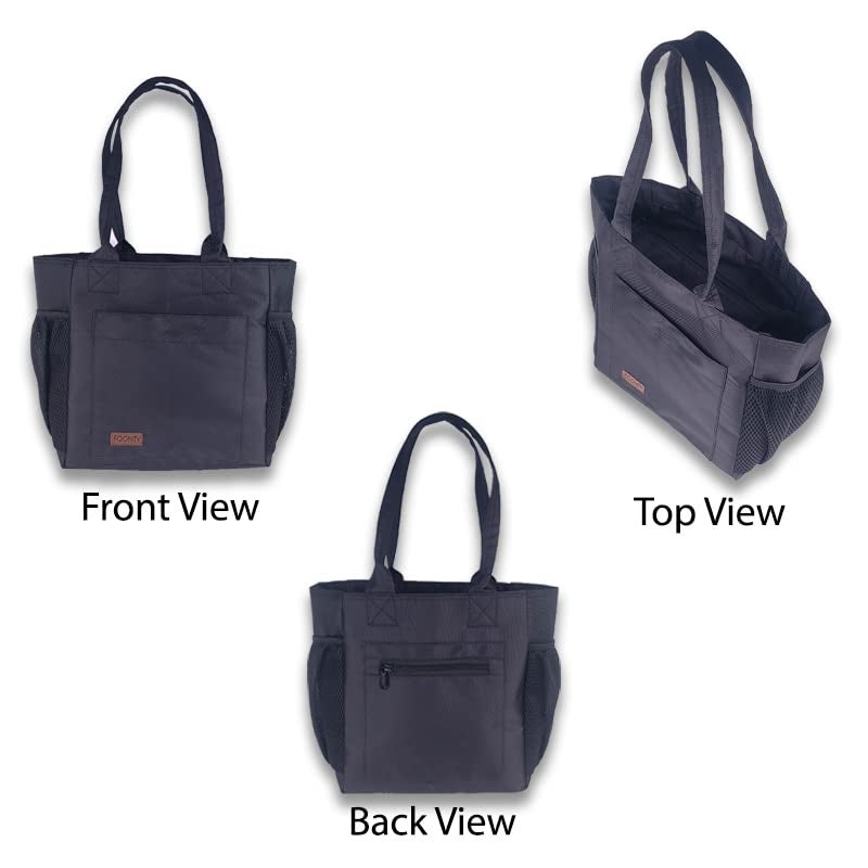 FOONTY Lunch Bag for Men and Women Wide Open Lunch Tote for Office Picnic and Grocery(FFFLB9024A,Black) - Image 2