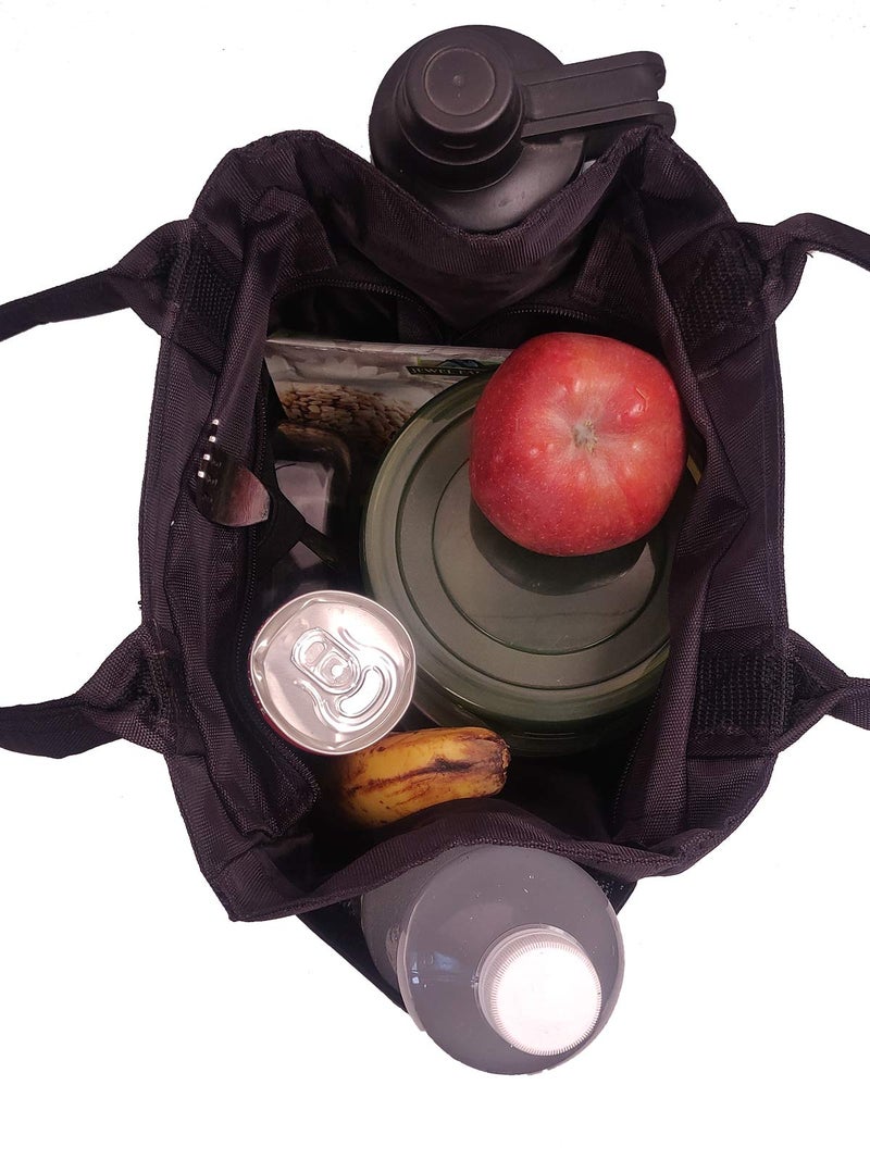 FOONTY Lunch Bag for Men and Women Wide Open Lunch Tote for Office Picnic and Grocery(FFFLB9024A,Black) - Image 4