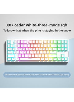Generic Crystal Axis X87RGB Wireless Mechanical Keyboard Ice Spirit Three-mode Bluetooth Customized Hot Plug Code Word Transparent-Colour:Salt White Axis-45g Paragraph Axis-x87 Cedar White Three-mode Wireless Rgb Backlight Full Key Hot-swappable Music Rhythm-official Standard  - Image 1
