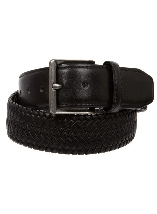 Beltiscool Men's Comfort Stretch Braided Leather Belt, Black | 52" - Image 2