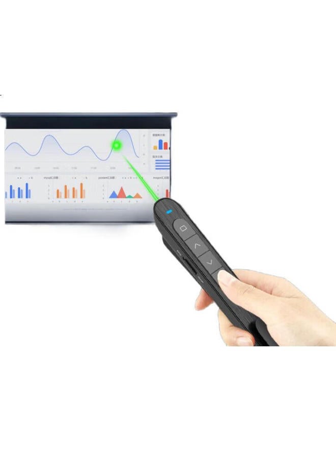Norwii Nuowei 100-Meter Remote Control/Green Light Charging Page-Turning Pen For Teachers, Electronic Teaching Pointer, Volume Control Laser Pointer, Ppt Remote Control Pen, Presenter, N76 Green Light Black - Image 1