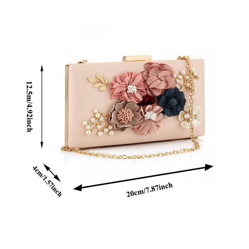Gets PU Leather Purses and Handbags for Women Floral Beaded Embellished Clutch Bag Elegant Banquet Wedding Evening Handbags Crossbody Bag - Image 2