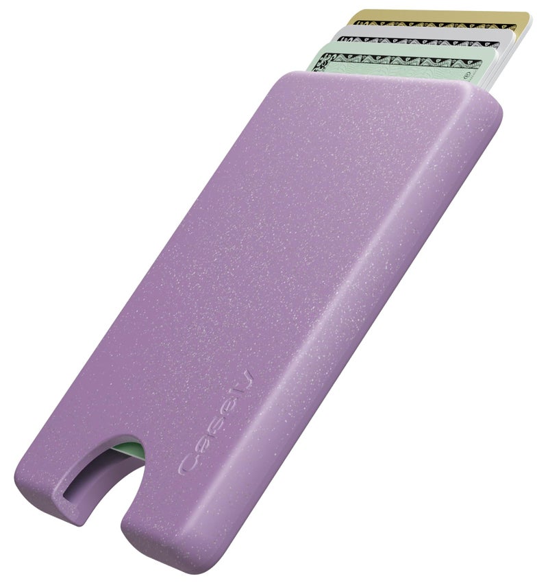 Casely MagWallet | Lavender Waves | Purple Shimmer | Slim Wallet Card Holder | Compatible with MagSafe | Soft-Touch Hard Silicone | Holds Up to 3 Cards - Image 2