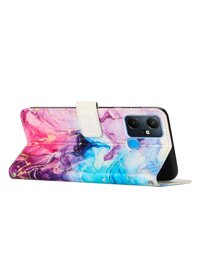 زبون جراب لهاتف Infinix Smart 6 Plus مصنوع من الجلد بنمط رخامي مطلي - Image 3