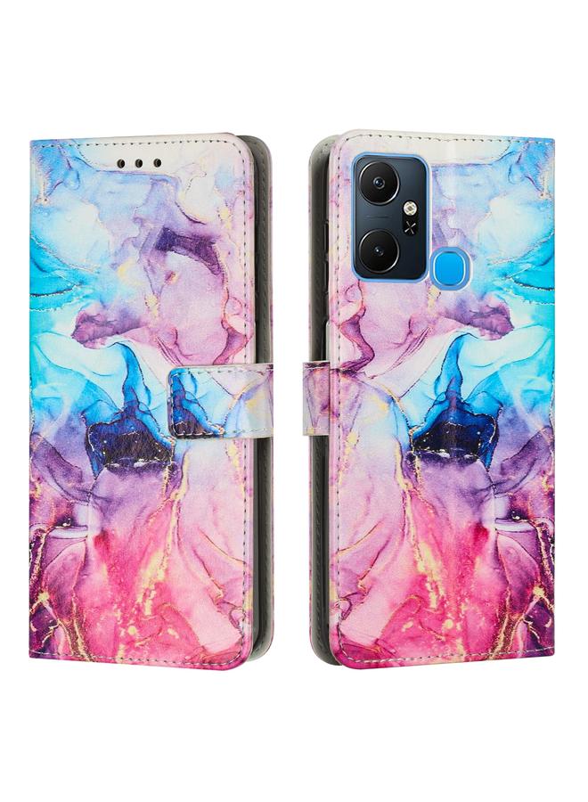 زبون جراب لهاتف Infinix Smart 6 Plus مصنوع من الجلد بنمط رخامي مطلي - Image 1