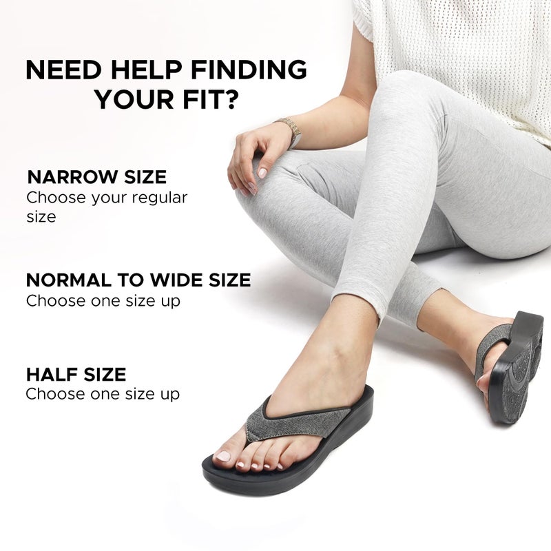 AEROTHOTIC Comfy Flip Flops for Women with Arch Support Orthotic Footbed Stylish Faux Leather Padded Straps with Soft Toe Post & Non-Slip Sole Slip On Casual Indoor and Outdoor Ladies Sandals (Mellow Grey, Size 9) - Image 3