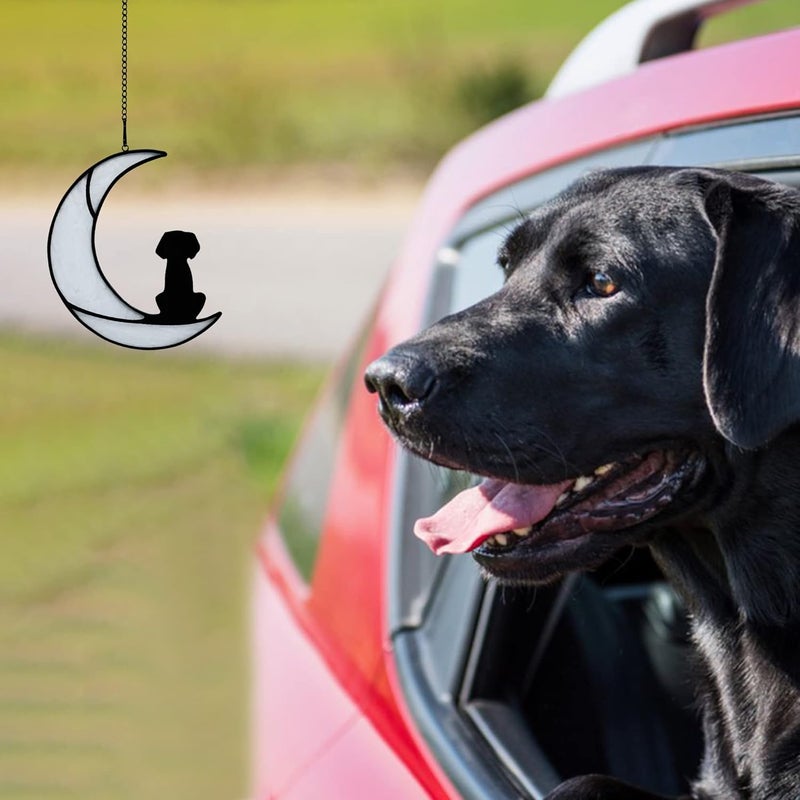 BOXCASA Dog Memorial Gifts for Dog Lovers,Dog on Moon Stained Glass Window Hanging for Suncatcher,Loss of Dog Sympathy Gift for Dog Lovers, Pet Memorial Sympathy Gifts - Image 4