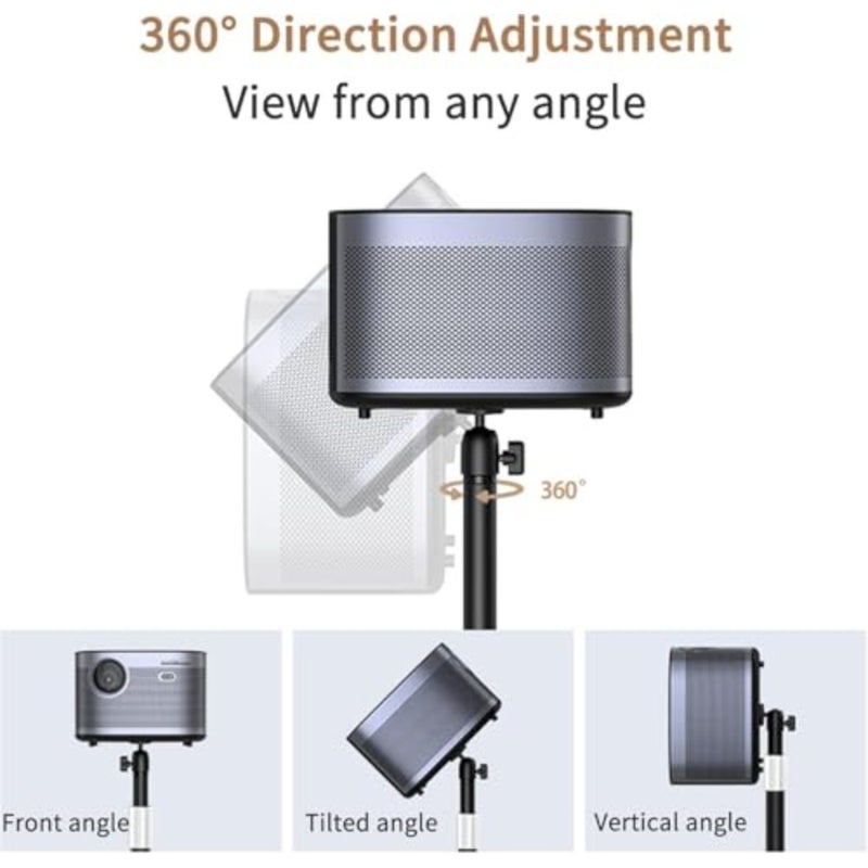 Projector Stand Floor for Home Office Outdoor, Aluminum Alloy, Black, Adjustable Height 20''-50'' with 360 Rotatable Universal Mount - Image 4