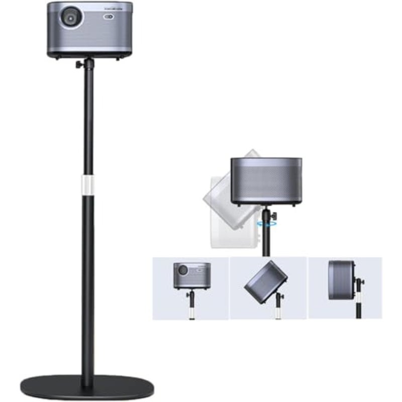 Projector Stand Floor for Home Office Outdoor, Aluminum Alloy, Black, Adjustable Height 20''-50'' with 360 Rotatable Universal Mount - Image 1