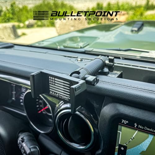 Bulletpoint Dash Mount Cell Phone Holder Compatible with 2018-2023 Jeep Wrangler JL (NOT 4xe) & 2020-2023 Jeep Gladiator Single Ball Mount Compatible with iPhone Android Smartphone (Driver Side) - Image 2
