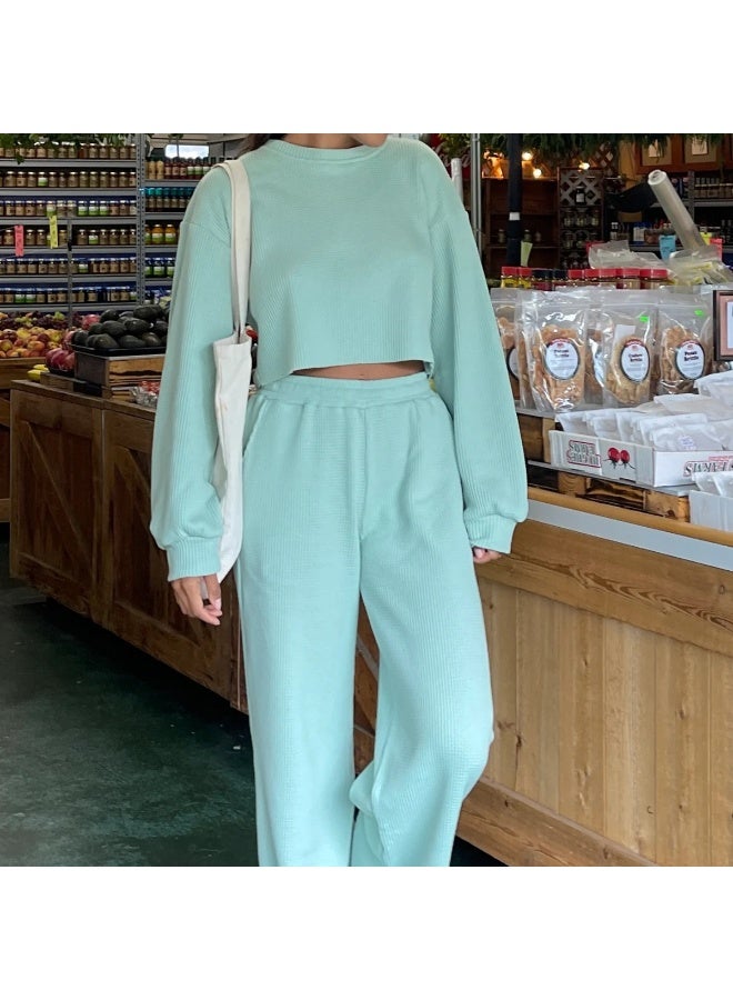 NIBEMINENT Autumn and Winter Leisure Sweater Set Commuter Wind Long-sleeved Trousers Women's Two-piece Suit - Image 3