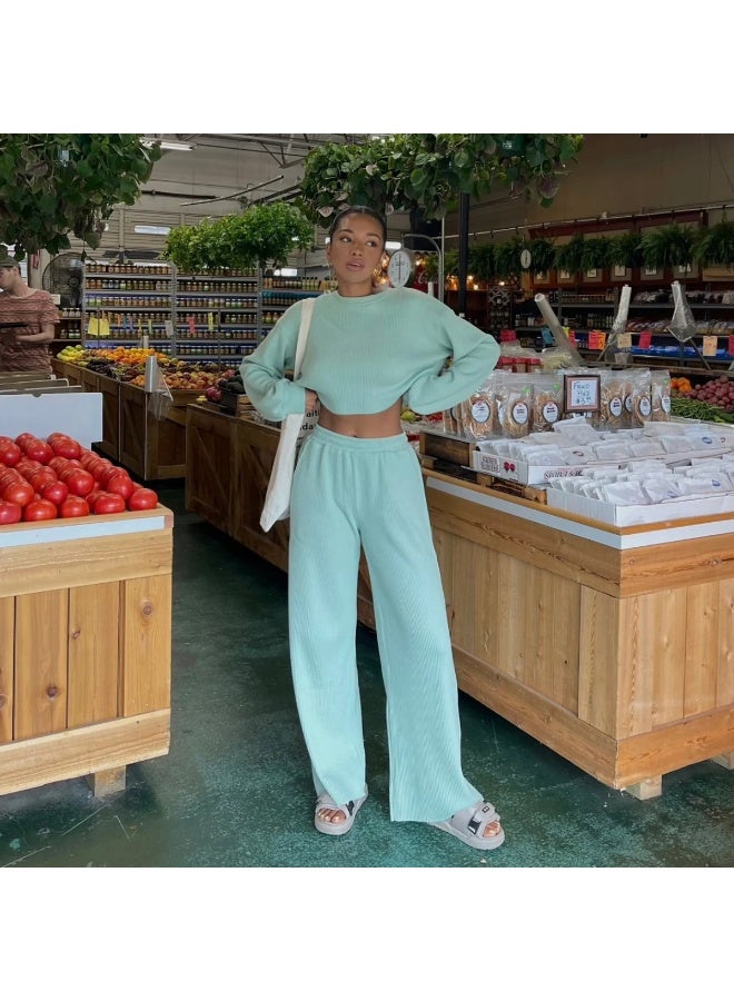 NIBEMINENT Autumn and Winter Leisure Sweater Set Commuter Wind Long-sleeved Trousers Women's Two-piece Suit - Image 4